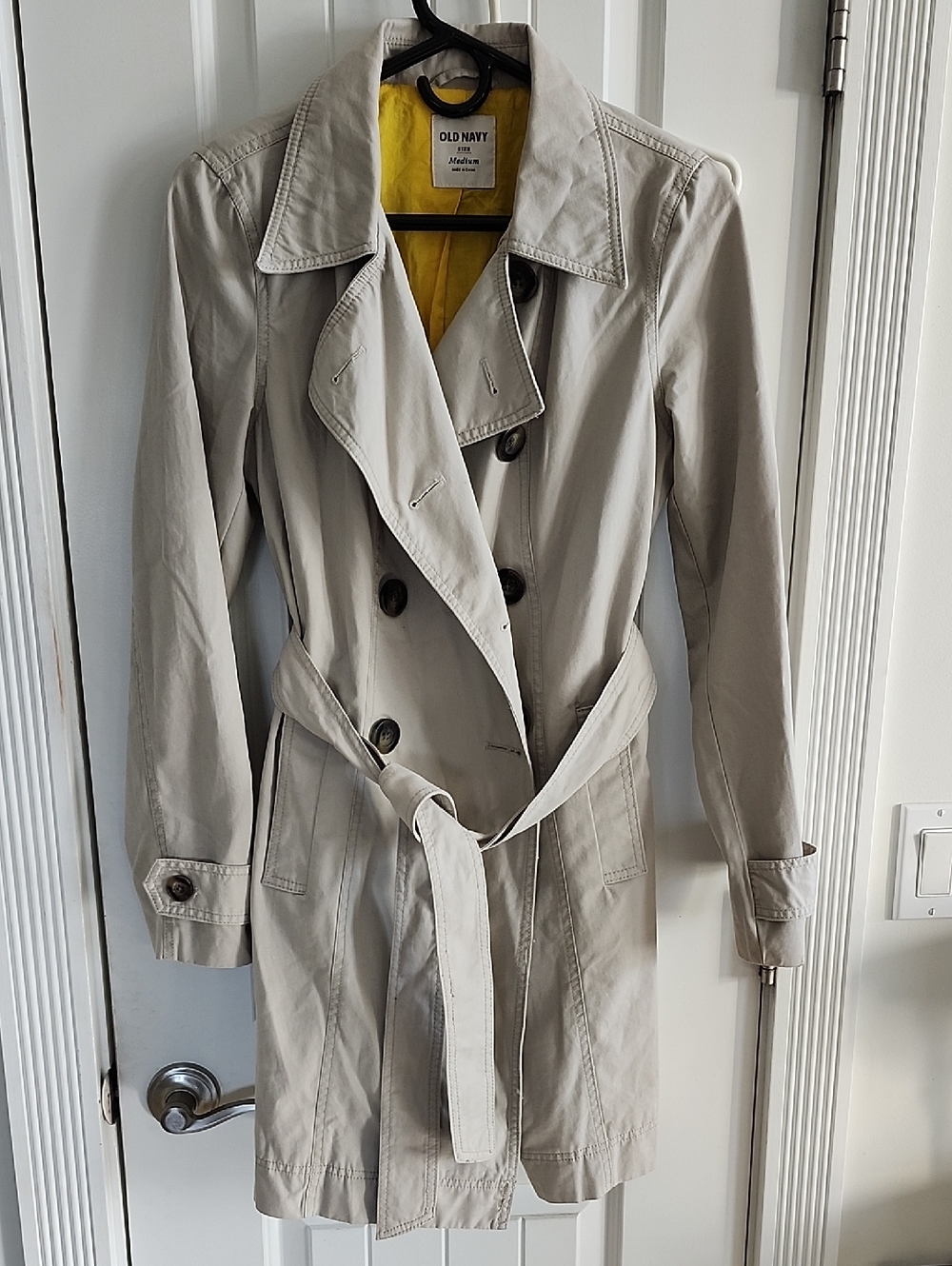 Old Navy Beige Trench Coat with Yellow Lining